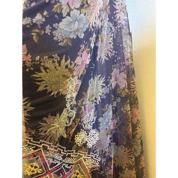 Johnny Was Biya Dress Black Floral Embroidered Mesh Maxi. Size Large - Picture 9 of 10